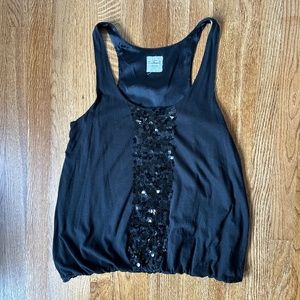 J. Crew Heirloom Racerback Sequin Bubble Top, Black, Size Small